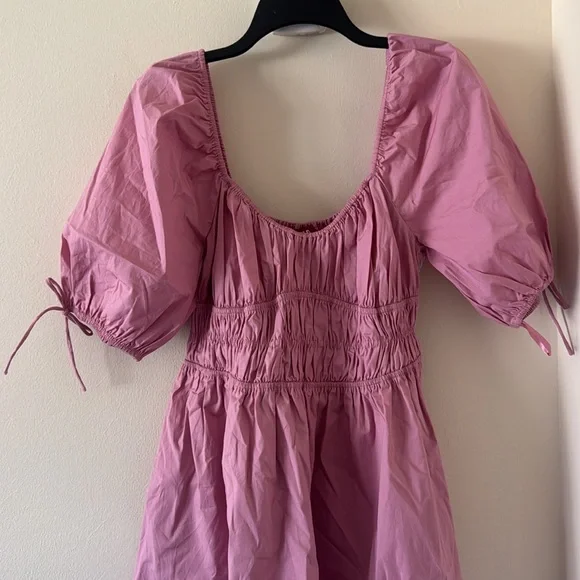 STAUD faye' Mini Cotton Dress, Size Large,$328